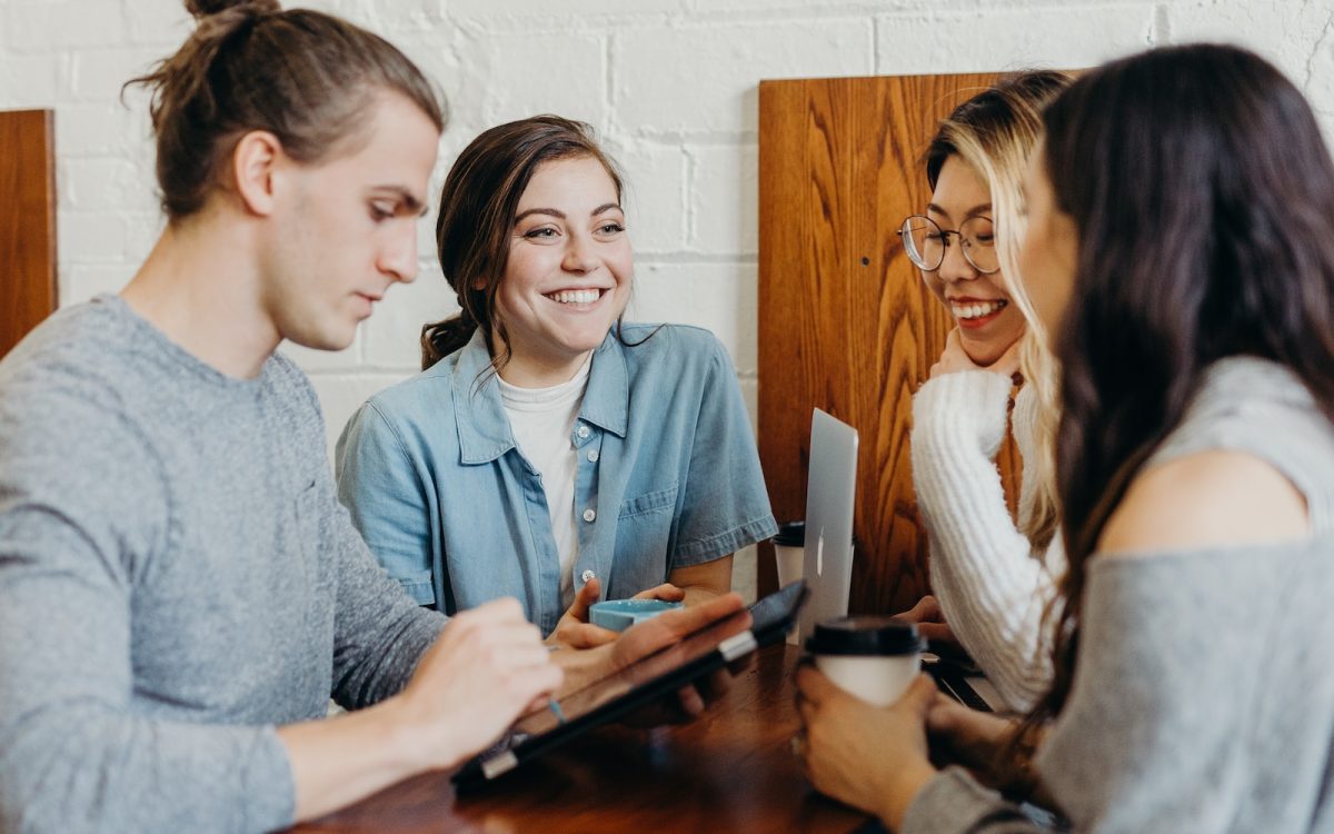 A group of friends at a coffee shop